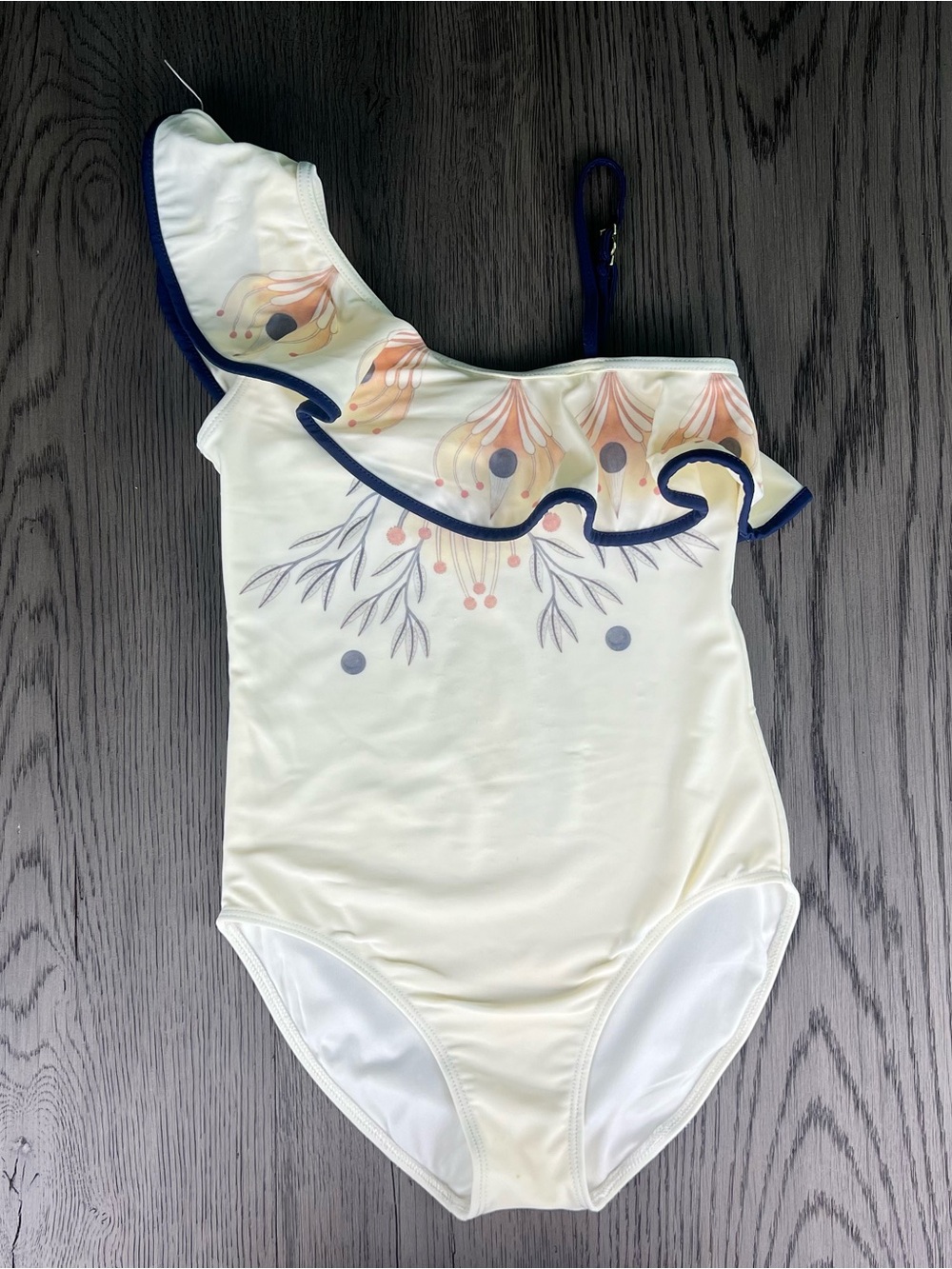 Chloé Girls Ivory Ruffle Swimsuit, Size 8